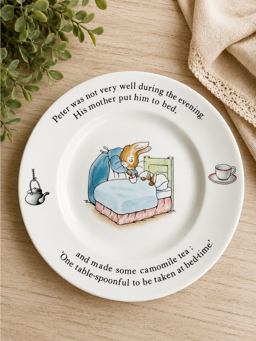 Vintage Wedgwood Peter Rabbit Bedtime Camomile Tea Plate England 6 7/8”